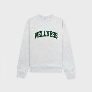 Sporty & Rich, Wellness Boucle Crewneck, Heather Gray/Forest, Size Medium